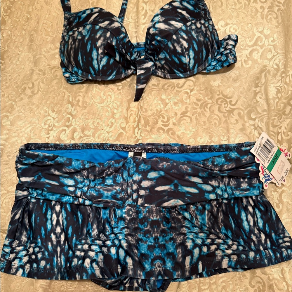NWT BECCA Blue and Black ATHLETIC Swimwear